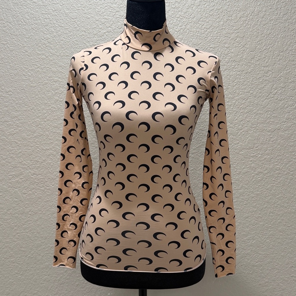 Marine Serre Beige and Black Crescent Long Sleeve Top Small